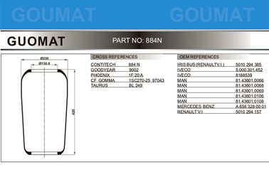 Dunlop Air Spring Bellows Bus Air Spring CONTITECH 884 N  FR D12S06  GOODYEAR 9002