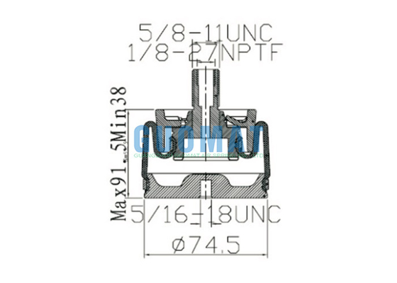 W02-358-3001 2-Ply Cab Air Shock Absorber Firestone W02-358-3000 Shaped Sleeve Air Spring