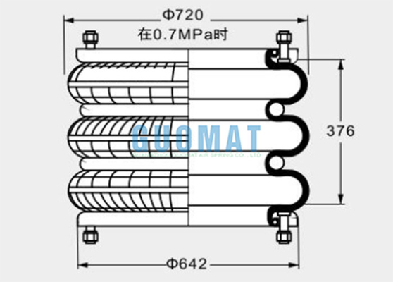 3H630376 GUOMAT Industrial Air Spring Manufacturers 720mm Rubber Bellows