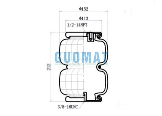 2B2500 Suspension Air Spring 212mm Height Standard Double Convoluted Rubber