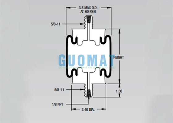 W02-358-3002 Firestone Cylindrical Air Spring Plastic Studs Reversible Sleeve Type Air Actuator