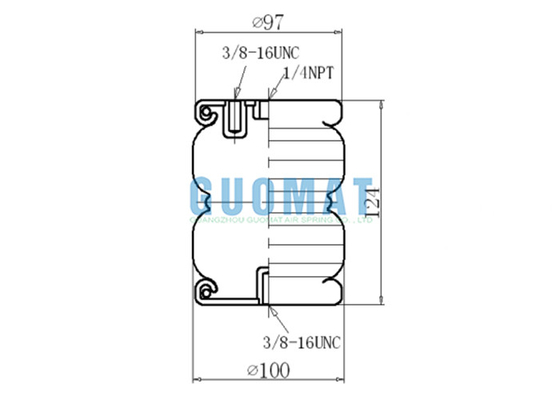 GUOMAT 2B2200 Double Convoluted Industrial Air Spring 1/4NPT Air Inlet Suspension Air Shock