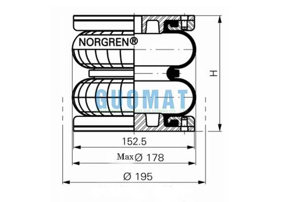 PM/31062 NORGREN Industrial Air Spring 115mm Stroke Pneumatic Type Rubber Air Bellows