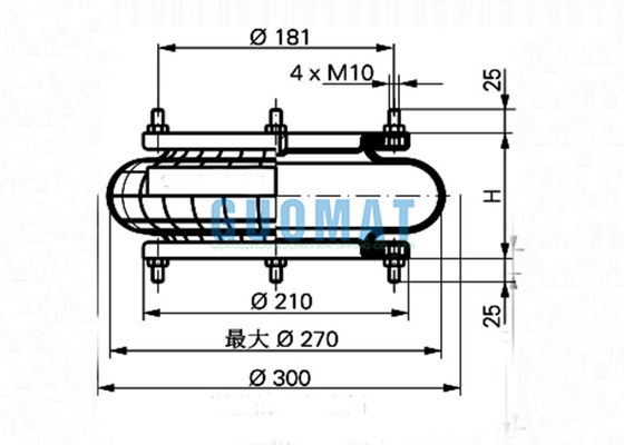 4.1KG ContiTech Industrial Air Spring FS 210-10 DS Firestone W01-R58-4057 Bellows Style Airbags Stud Bolt Mounting