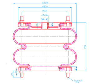 250190CY-2 Industrial Double Convoluted Air Isolator With Flange Ring / Plate