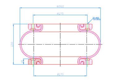 Rubber Industrial Air Spring Air Isolator Convoluted With Flange Ring 260130H-1