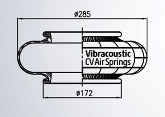 Natural Rubber GUOMAT 230116-1 Single Convoluted Air Spring V1B20 Vibracoustic