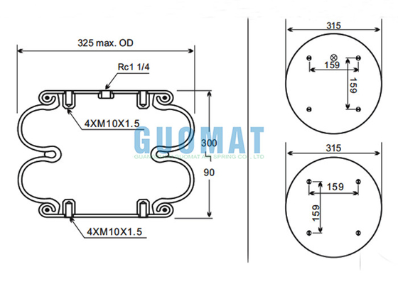 Replacement Industrial Air Spring 2B12-427 Goodyear W01-358-7781 Firestone Air Rubber Bellow