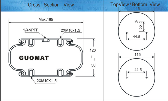 GUOMAT NO 1B6080 Rubber Bellows MAX Diameter 165mm Air Springs Refer To 1B5080