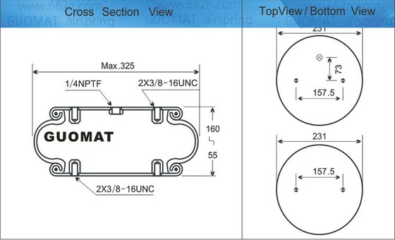 FS 330-11 CI Contitech Convoluted Shocks / Single Convolution Air Actuator Firestone Air Spring Bellows Number 19