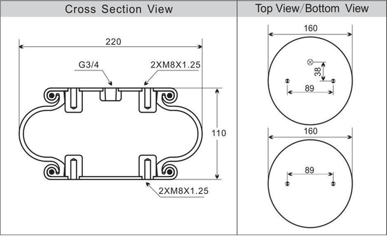 W01-M58-6374 Single Convoluted Air Spring Universal Air Suspension For Industrial Machines