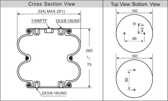 W01-358-6926 Universal Double Convoluted Air Spring FD 200-19 504 Contitech Air Suspension