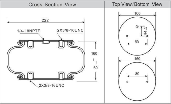 Truck Single Convoluted Industrial Air Springs Goodyear 1B9-202 Air Bags