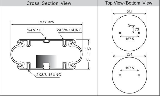 Single Convoluted Air Suspension Spring  W01-358-7009 Contitech Air Bellows FS330-11468