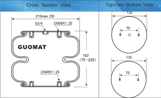 113053/2B-181 Air Actuator Airkraft Air Bag Rubber Bellows Design Height 189MM