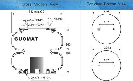 FD 331-26 541 Contitech Air Spring Triangle 6375 / 4480 Double Convoluted Air Bag For Histeer 10315