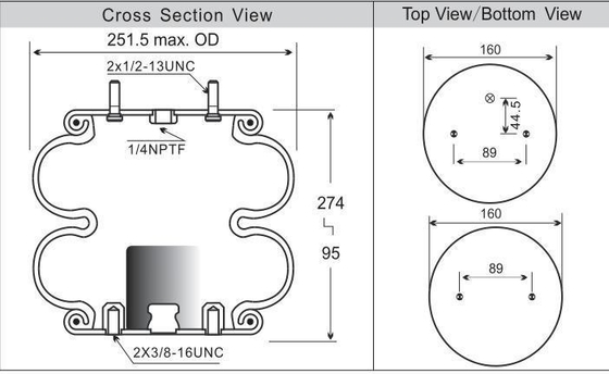 W01-358-6905 American Truck Suspension Air Spring Contitech For Hendrickson