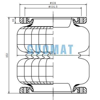 2S70-13F Airride Flange Air Suspension Double Convoluted Air Shocks Max. H. 175MM