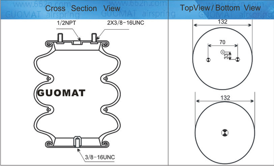 GUOMAT Ais Shock Suspension 7X3 Triple Convoluted Type Air Spring For Military Vehicles