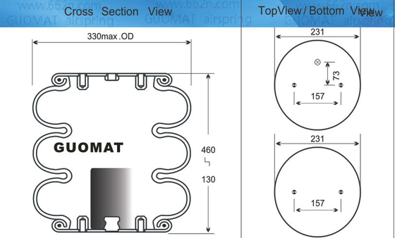 Contitech Air Spring FT330-29 498 Triangle 6334 / 4432 Triple Convoluted Air Bag For Ridewell 1003588030C