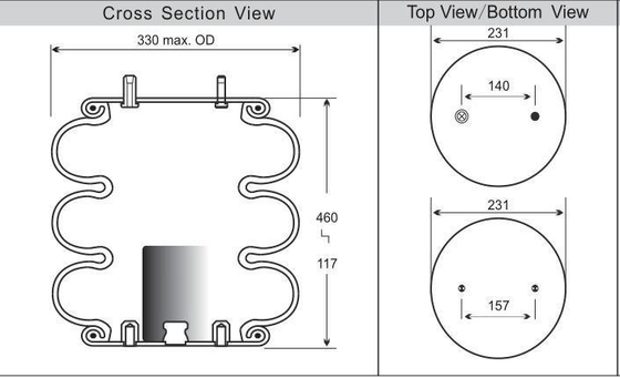 Industrial Triple Convoluted Air Suspension Spring Contitech  FT330-29 433 For Ridewell