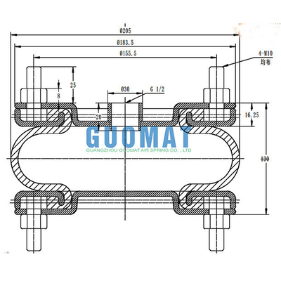 G1/2 Air Connection Dunlop SP1536 Industrial Air Spring for Machine Isolation
