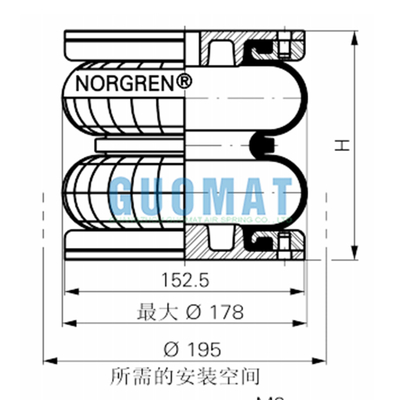 Original Norgren PM/31062 Double Convolution Air Bellow 6''X2 Compact Air Spring
