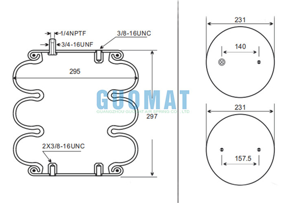 Triple Convoluted Air Spring Repalce FT 330-29 431 Contitech 3B12-300 Goodyear For Expanded Metal Machine