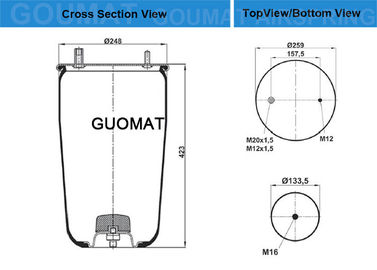 Contitech Air Bags Suspension / Truck Air Springs 4960 For BPW 05.429.41.77.0 30 K Wabco 9518118010