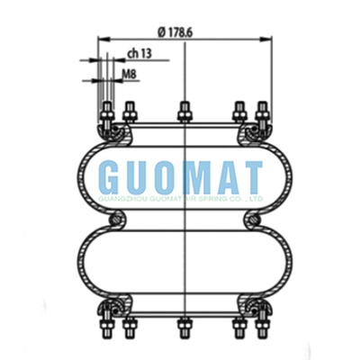 GUOMAT 2H235152 Flange Air Spring Replaces T291/2 Double Convoluted Industrial Air Bags VOLVO 365461