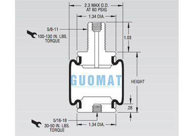 Small Suspension Air Spring ,  2M2A Rubber Bellows Airstroke Actuator Firestone W02-358-3008