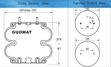 Double Convoluted Air Bags / Industrial Air Spring Goodyear 2B9-210 Firestone W013586908