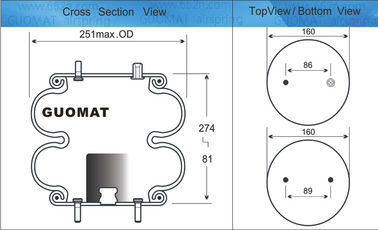 Steel And Rubber Goodyear Air Cushion 2B9-280 Firestone Part NO. W013586941 SAF Holland 57006941