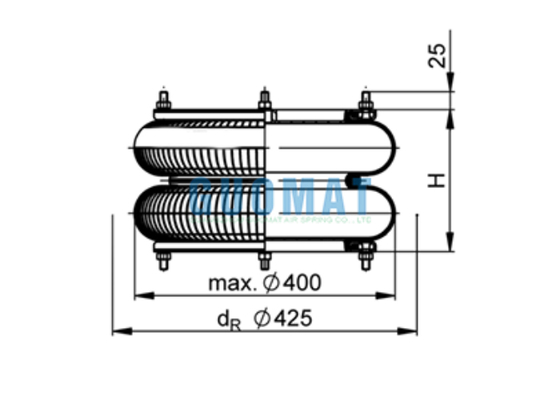 FD 614-26 Contitech Flange Air Spring 14"1/2x2 Rubber Air Bellow For Carton Making Machine