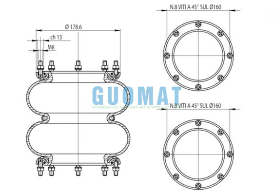 291.2.201 T291/2 Air Suspension Balloon 365461 Convoluted Air Spring 81720882 LANCIA