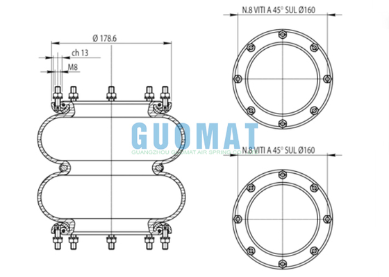 291.2.201 T291/2 Air Suspension Balloon 365461 VOLVO Convoluted Air Spring 81720882 LANCIA