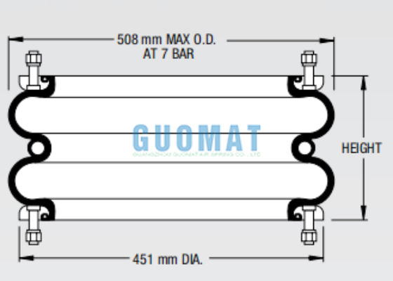 Flange Connection Industrial Air Spring W01-M58-6985 Firestone Style 203 Airstroke Actuators