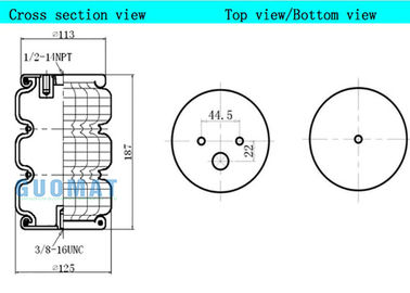 Steel Cover Plate Industrial Air Spring Provide A Comfortable Ride / Airlift Airbags