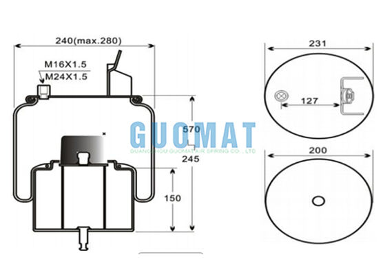 6630NP01 Contitech Rolling Lobe Air Spring 1R11-857 Goodyear 1R11-814 Truck Airbag Assembly