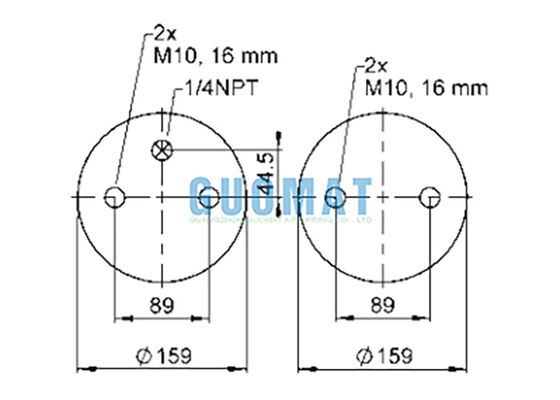 FD 200-19 1/4 M10 Contitech Suspension Air Shock 72047 Double Convoluted Air Spring