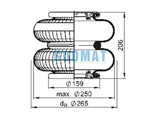 FD 200-19 1/4 M10 Contitech Suspension Air Shock 72047 Double Convoluted Air Spring