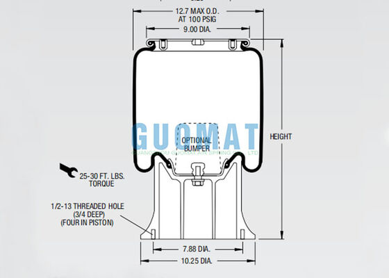 W01-358-9108 Firestone Rolling Lobe Air Spring 1T15M-9 Trailer Air Suspension Balloon