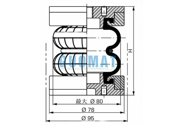 2 3/4" x 2 Rubber Bellow FD 22-4 DI CR Contitech Precision Vibration Isolation Air Bag