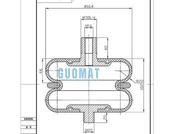 Confined Type Rubber Air Spring 120-2 For Industrial Shaker / Air Ride Suspension Parts