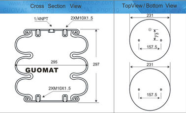 1/4NPTF Gas Hole Industrial Air Spring M10 Screw GUOMAT NO. 3B6617 Rubber Bellow No.3B300