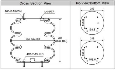 W01-358-7800 Firestone Rubber Air Spring Assembly / Triple Convoluted Air Spring