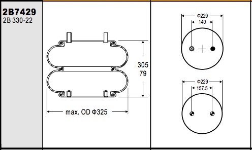 FD330-22 343 2B12-427 Trailer Lift Axle Air Spring Suspension W013587429