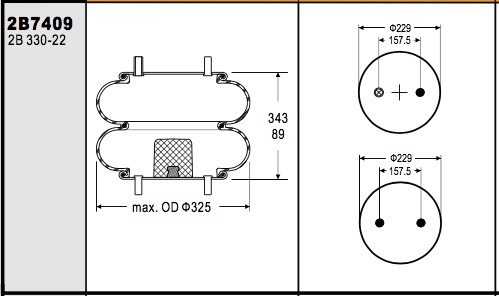 W01-358-7409 Goodyear 2B12-319 Double Air Spring Industrial Air Bags Bellows