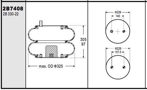 Firestone W01-358-7408 Double Convoluted Industrial Air Spring Lifting Bag Contitech FD330-22 366