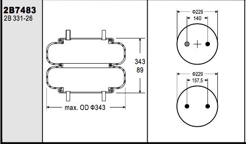 FD331-26 373 Industrial Air Spring W01-358-7483 For Ridewell 1003587483C